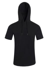Lightweight Short Sleeves Hoodie (Color: Black, size: L)