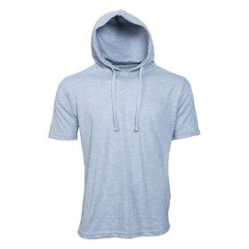 Lightweight Short Sleeves Hoodie (Color: Heather grey, size: L)