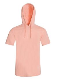 Lightweight Short Sleeves Hoodie (Color: Coral, size: S)