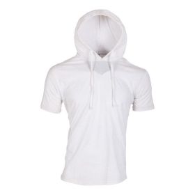Lightweight Short Sleeves Hoodie (Color: White, size: M)