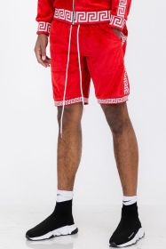 Status Print Velour Shorts Suede Shorts (Color: RED WHITE, size: 3XL)
