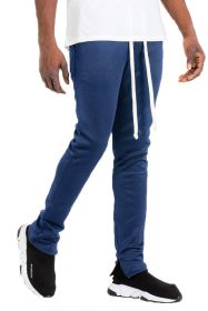 SOLID COLOR PLAIN BASIC TRACK PANTS (Color: DENIM, size: XL)