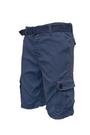 Weiv Mens Belted Cargo Shorts with Belt (Color: NAVY, size: 34)
