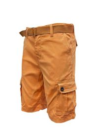 Weiv Mens Belted Cargo Shorts with Belt (Color: RUST, size: 30)