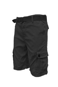 Weiv Mens Belted Cargo Shorts with Belt (Color: Black, size: 36)
