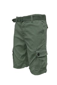 Weiv Mens Belted Cargo Shorts with Belt (Color: OLIVE, size: 40)
