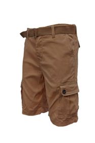 Weiv Mens Belted Cargo Shorts with Belt (Color: Mocha, size: 40)