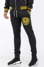 Black and Gold Detail Track Pants (Color: Black, size: 40)
