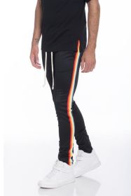 RAINBOW TAPE TRACK PANTS (Color: Black, size: L)