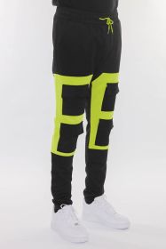COLOR BLOCK CARGO TRACK PANT (Color: BLACK RED, size: 3XL)
