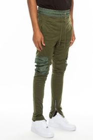 Heathered Cotton Blend Joggers (Color: OLIVE, size: 3XL)