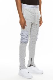 Heathered Cotton Blend Joggers (Color: Grey, size: 2XL)