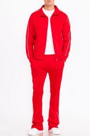 Mens Side Pipe Track Jacket (Color: Red, size: 2XL)