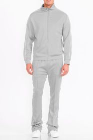 Mens Side Pipe Track Jacket (Color: Grey, size: 2XL)