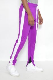 SLIM FIT SINGLE STRIPE TRACK PANT (Color: PURPLE WHITE, size: 2XL)