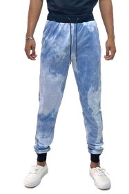 COTTON TYE DYE SWEAT PANTS (Color: WHITE BLUE, size: M)