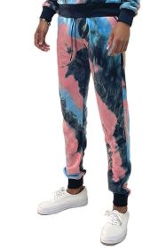 COTTON TYE DYE SWEAT PANTS (Color: BLACK BLUE, size: 3XL)
