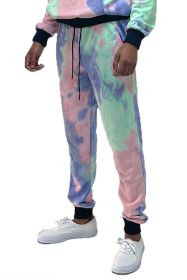 COTTON TYE DYE SWEAT PANTS (Color: LIME PURPLE, size: M)
