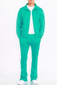 Mens Side Pipe Track Jacket (Color: TEAL, size: S)