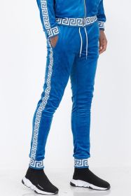 Velour Status Detail Jogger (Color: BLUE WHITE, size: 3XL)