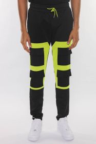 COLOR BLOCK CARGO TRACK PANT (Color: ORANGE BLACK, size: L)