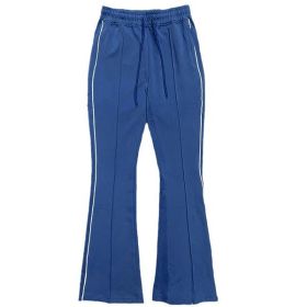 Mens Side Pipe Stacked Flare Pants (Color: ROYAL, size: XL)