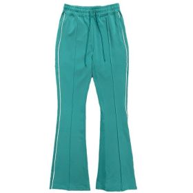 Mens Side Pipe Stacked Flare Pants (Color: TEAL, size: L)