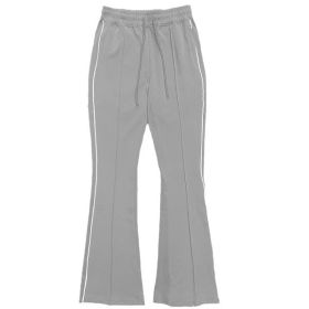 Mens Side Pipe Stacked Flare Pants (Color: Grey, size: S)