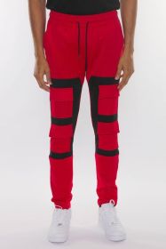 COLOR BLOCK CARGO TRACK PANT (Color: black lime, size: 2XL)