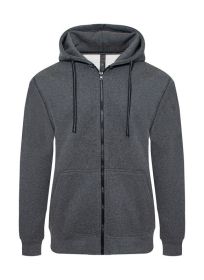 Heavyweight Fleece Zipper Hoodie (Color: Charcoal, size: XL)