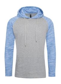 Raglan Long Sleeves Light Weight Hoodie (Color: Charcoal/Grey Inject, size: L)