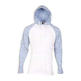 Raglan Long Sleeves Light Weight Hoodie (Color: White/Blue, size: 2XL)