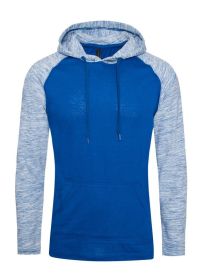 Raglan Long Sleeves Light Weight Hoodie (Color: Royal/Blue Inject, size: M)
