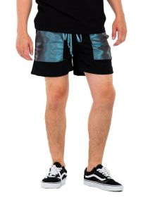 Peacock Iridescent Above the Knee Shorts (Color: Blue, size: 2XL)