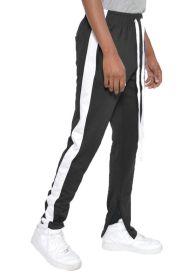 SLIM SKINNY STRIPE DESIGN TRACK PANT JOGGERS (Color: BLACK WHITE, size: 3XL)