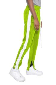SLIM SKINNY STRIPE DESIGN TRACK PANT JOGGERS (Color: lime white, size: S)