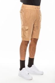 Weiv Heathered Light Weight Slub Shorts (Color: Khaki, size: 2XL)