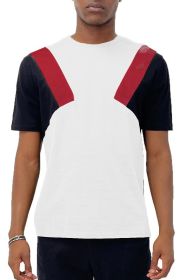 COLOR BLOCK SHORT SLEEVE TSHIRT (Color: WHITE RED BLACK, size: L)
