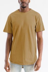 Extended Scallop Round Neck Tshirt (Color: gold, size: S)