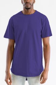 Extended Scallop Round Neck Tshirt (Color: Purple, size: S)