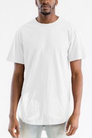 Extended Scallop Round Neck Tshirt (Color: White, size: XL)