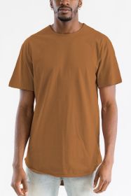 Extended Scallop Round Neck Tshirt (Color: SPICE, size: S)