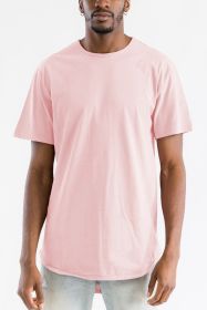 Extended Scallop Round Neck Tshirt (Color: PEACH, size: XL)