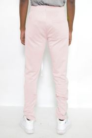 SLIM SKINNY STRIPE DESIGN TRACK PANT JOGGERS (Color: pink white, size: 2XL)