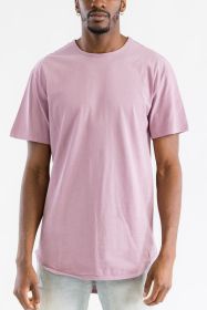 Extended Scallop Round Neck Tshirt (Color: Mauve, size: 2XL)