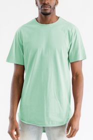 Extended Scallop Round Neck Tshirt (Color: JADE, size: L)