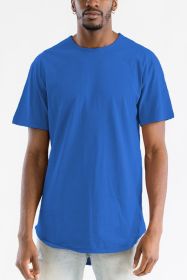 Extended Scallop Round Neck Tshirt (Color: ROYAL, size: S)