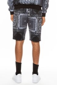 Weiv Mens Paisley Bandana Print Shorts (Color: Black, size: 3XL)