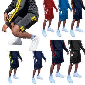 Two Stripe Cargo Pouch Shorts (Color: RED WHITE, size: 3XL)