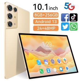 2023 New 5G Tablet PC, S30pro, 10.1 inch, 512GB large flash memory, Android Tablets, Dual Cards,  8000mAh Laptops, wifi GPS (Color: gold, ROM: 256GB)